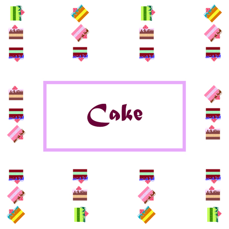 Colorful sweet cakes slices pieces, vector illustration.のイラスト素材