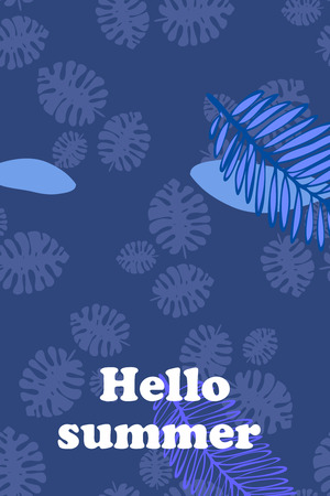 Leaves of tropical plants. Color summer postcard, summer vacation. Vector background.のイラスト素材