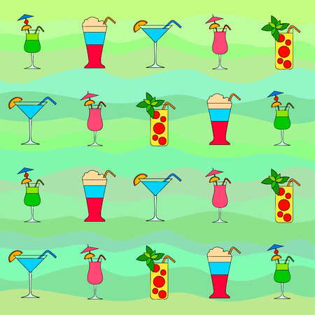 Summer card with cocktails. Beach holiday. Vector background.のイラスト素材