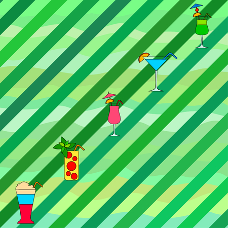 Summer card with cocktails. Beach holiday. Vector background.のイラスト素材