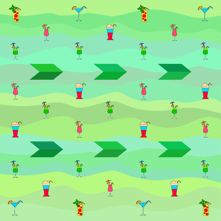 Summer card with cocktails. Beach holiday. Vector background.のイラスト素材