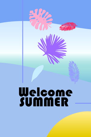 The leaves are tropical plants. Summer rest. Tropical design. Vector background.のイラスト素材