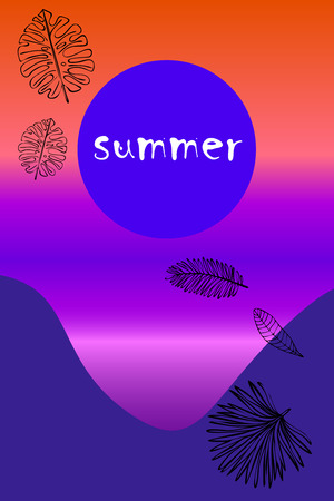 The leaves are tropical plants. Summer rest. Tropical design. Vector background.のイラスト素材