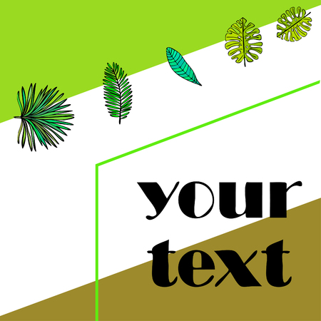 The leaves are tropical plants. Summer rest. Tropical design. Vector background.のイラスト素材