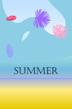 The leaves are tropical plants. Summer rest. Tropical design. Vector background.のイラスト素材