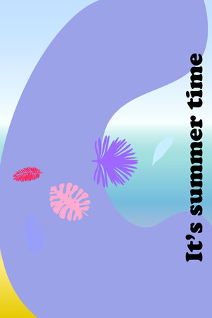 The leaves are tropical plants. Summer rest. Tropical design. Vector background.のイラスト素材