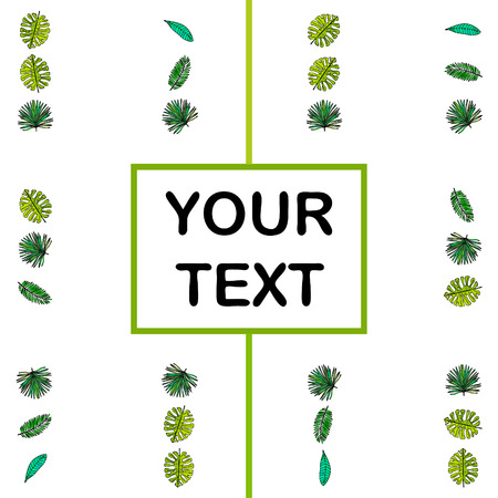 The leaves are tropical plants. Summer rest. Tropical design. Vector background.のイラスト素材