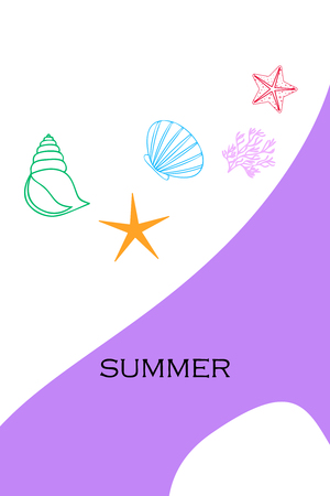 Underwater background. Cute colorful seashells and starfish. Summer design. Vector backgroundのイラスト素材