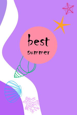 Underwater background. Cute colorful seashells and starfish. Summer design. Vector backgroundのイラスト素材
