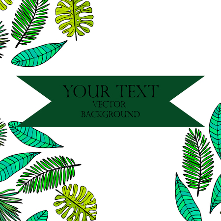 The leaves are tropical plants. Summer rest. Tropical design. Vector background.のイラスト素材