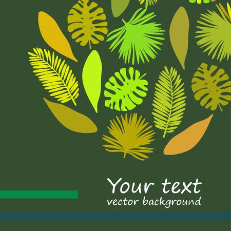 The leaves are tropical plants. Summer rest. Tropical design. Vector background.のイラスト素材