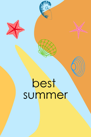 Underwater background. Colorful seashells and starfish. Summer design.のイラスト素材