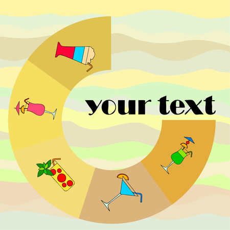 Summer card with cocktails. Beach holiday. Vector background.のイラスト素材