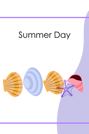 Underwater background. Cute colorful seashells and starfish. Summer design. Vector backgroundのイラスト素材