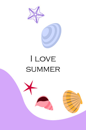 Underwater background. Cute colorful seashells and starfish. Summer design. Vector backgroundのイラスト素材