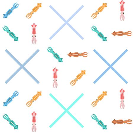 Squid fresh seafood. Food and restaurant design.のイラスト素材