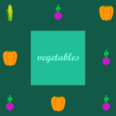 Fresh vegetables. Pepper, beet, corn. Organic food poster. Farmer market design.のイラスト素材