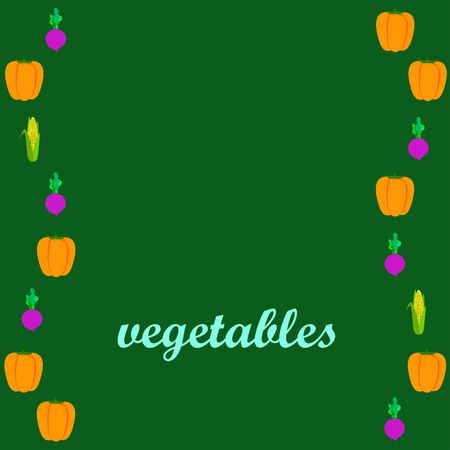 Fresh vegetables. Pepper, beet, corn. Organic food poster. Farmer market design.のイラスト素材