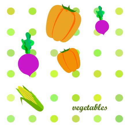Fresh vegetables. Pepper, beet, corn. Organic food poster. Farmer market design.のイラスト素材