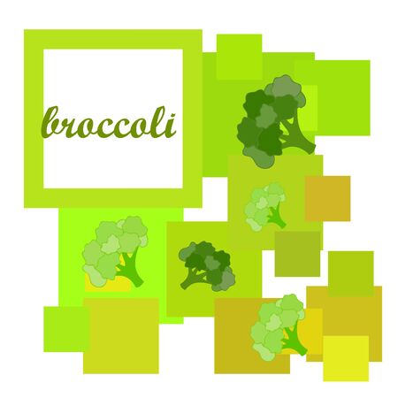 Broccoli, fresh vegetable. Organic food poster. Farmer market design. Vector background.のイラスト素材