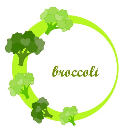 Broccoli, fresh vegetable. Organic food poster. Farmer market design. Vector background.のイラスト素材