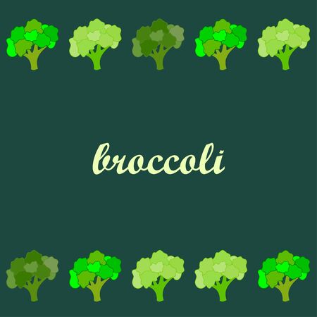 Broccoli, fresh vegetable. Organic food poster. Farmer market design. Vector background.のイラスト素材