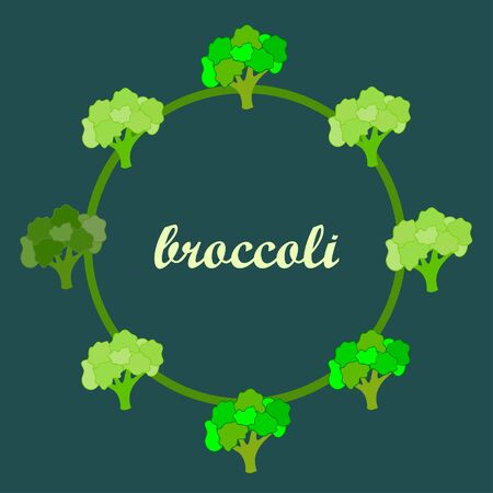 Broccoli, fresh vegetable. Organic food poster. Farmer market design. Vector background.のイラスト素材