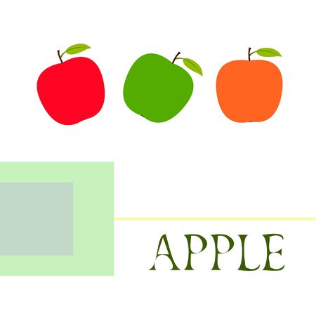 Apple frame vector illustration. Vector card design with apple and leaf.のイラスト素材