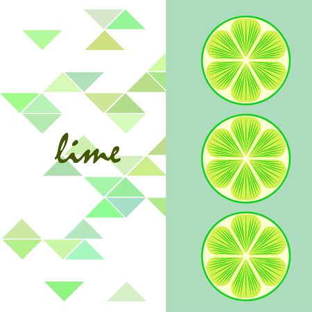 Green half and slice lime. Vector illustration, background.のイラスト素材