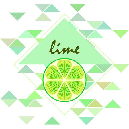Green half and slice lime. Vector illustration, background.のイラスト素材