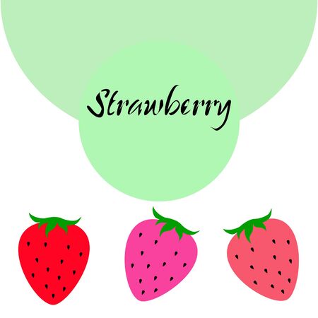 Garden strawberry fruit or strawberries flat color vector icon for food apps and websitesのイラスト素材