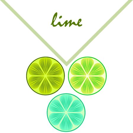 Green half and slice lime. Vector illustration, background.のイラスト素材