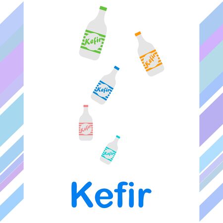 Kefir bottle on colored designのイラスト素材