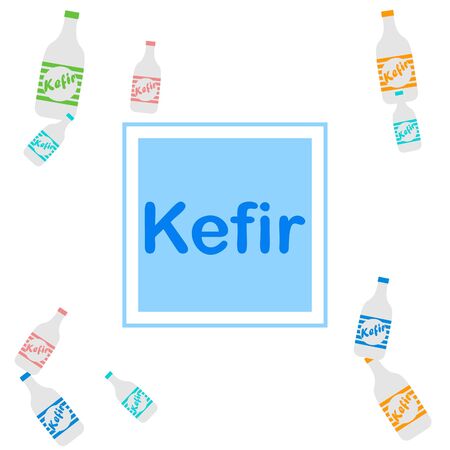 Kefir bottle on colored designのイラスト素材