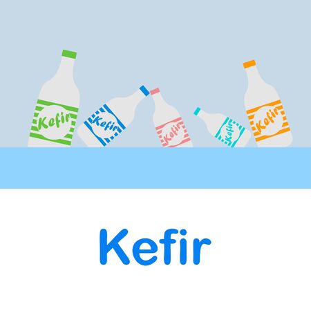 Kefir bottle on colored designのイラスト素材