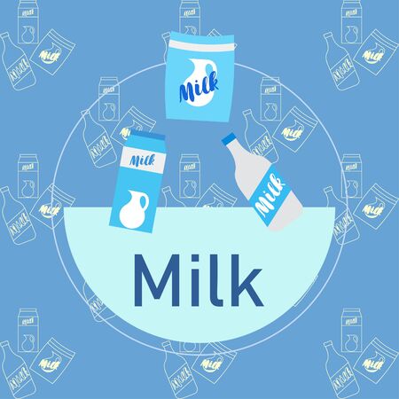Vector illustration of a set of labels for milk and dairyのイラスト素材