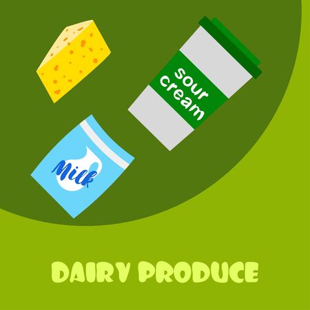 Vector illustration of a set of labels for milk and dairyのイラスト素材