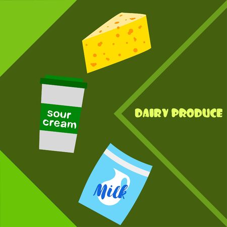 Vector illustration of a set of labels for milk and dairyのイラスト素材