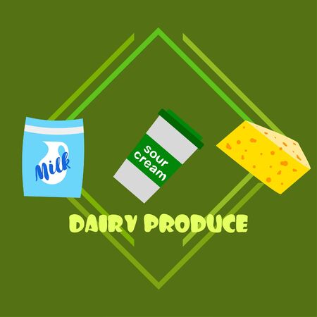 Vector illustration of a set of labels for milk and dairyのイラスト素材