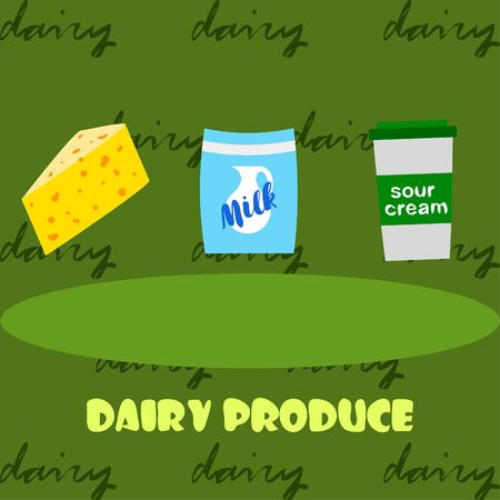 Vector illustration of a set of labels for milk and dairyのイラスト素材