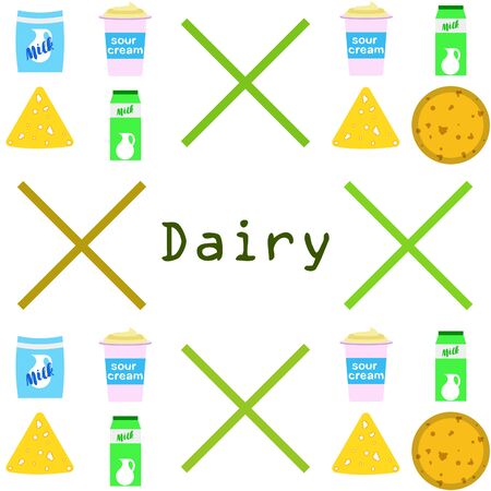 Vector illustration of a set of labels for milk and dairyのイラスト素材