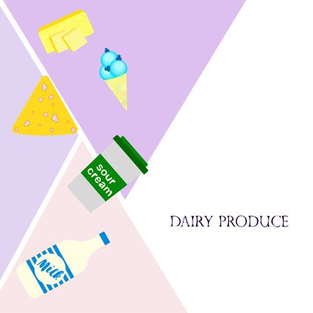Vector illustration of dairy products.のイラスト素材