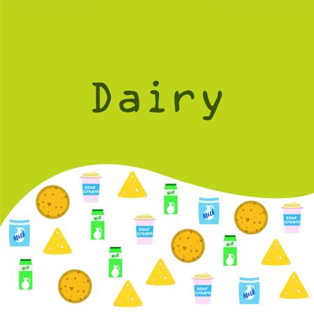 Vector illustration of a set of labels for milk and dairyのイラスト素材