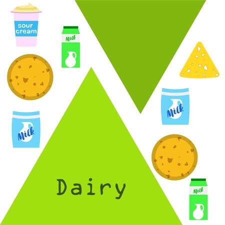 Vector illustration of a set of labels for milk and dairyのイラスト素材