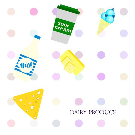 Vector illustration of dairy products.のイラスト素材