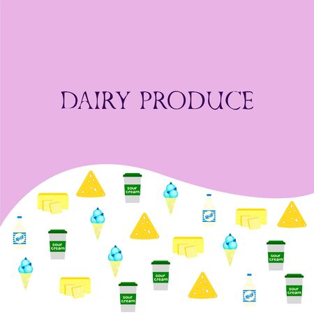 Vector illustration of dairy products.のイラスト素材