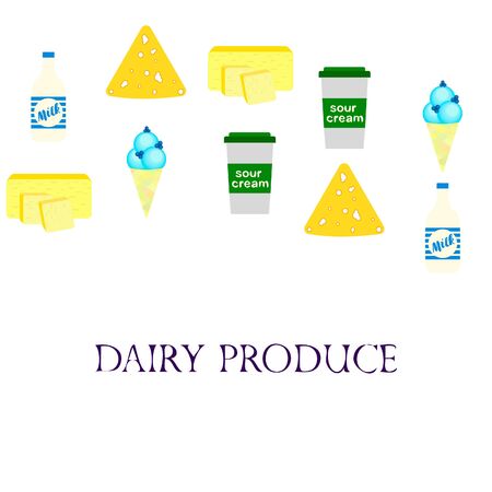 Vector illustration of dairy products.のイラスト素材