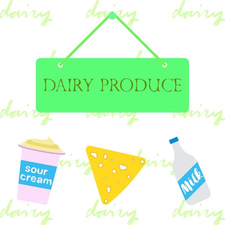 Vector illustration of a set of labels for milk and dairyのイラスト素材