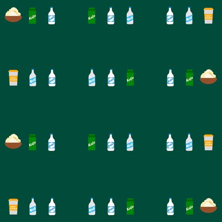 Dairy products on colored designのイラスト素材