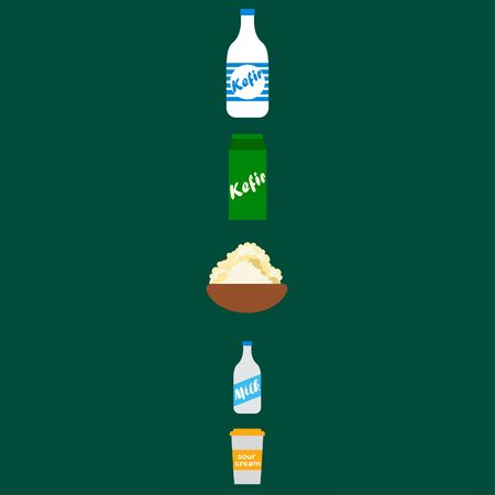 Dairy products on colored designのイラスト素材